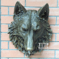 Wall decoration animal bust statue bronze wolf head sculpture